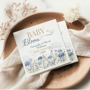 Baby in Bloom Blue Meadow Wildflower Botanical Napkins