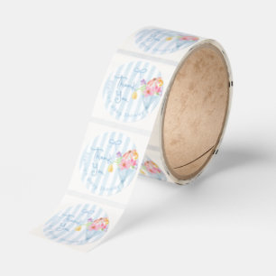 Baby in Bloom Blue Whimsical Tnank you Classic Round Sticker