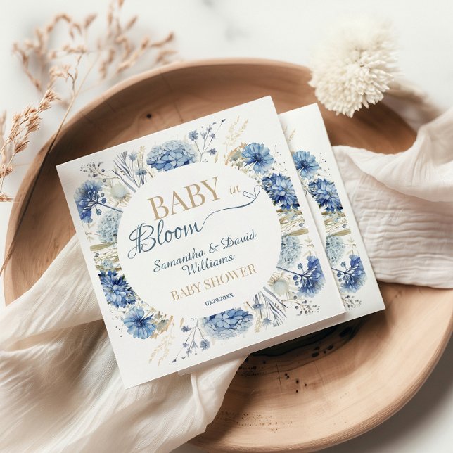 Baby in Bloom Blue Wildflower Botanical  Napkins (Creator Uploaded)