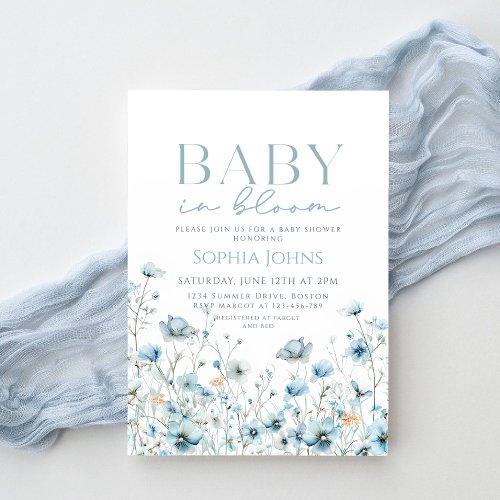 Baby In Bloom blue wildflower boy Baby Shower