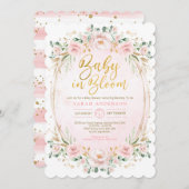 Baby in Bloom Blush Gold Pink Floral Girl Shower Invitation (Front/Back)