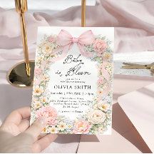 Baby in Bloom Blush Pink Bow Baby Shower