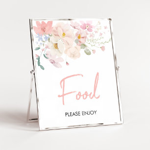 Baby in Bloom Blush Pink Floral Baby Shower Food Poster