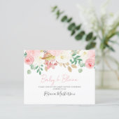 Baby In Bloom Blush Pink Floral Baby Shower Invitation Postcard (Standing Front)