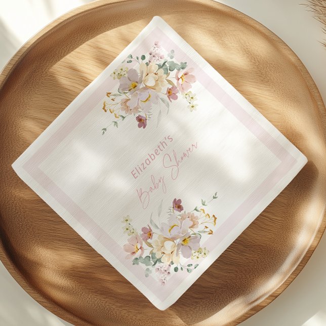 Baby in Bloom Blush Pink Floral Baby Shower Napkin (Creator Uploaded)