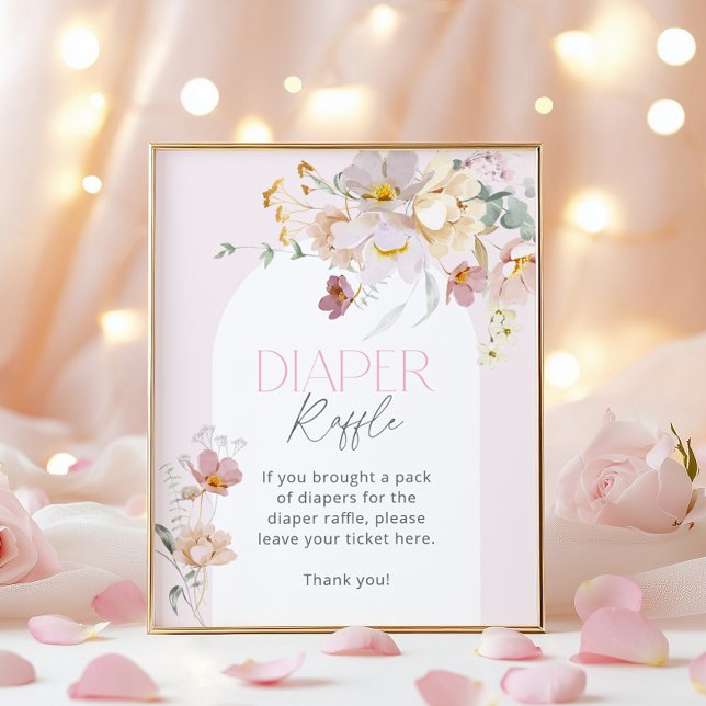 Baby in Bloom Blush Pink Floral Diaper Raffle Poster (Creator Uploaded)