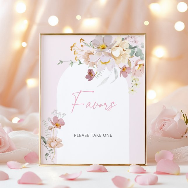 Baby in Bloom Blush Pink Floral Favors Poster (Creator Uploaded)
