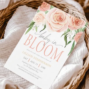 Baby In Bloom Blush Pink Floral Girl Baby Shower Invitation
