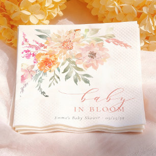 Baby In Bloom Blush Pink Floral Girl Baby Shower Napkins