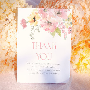 Baby in Bloom Blush Pink Floral Girl Baby Shower Thank You Card