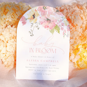 Baby in Bloom Blush Pink Floral Girl Shower Arch Invitation