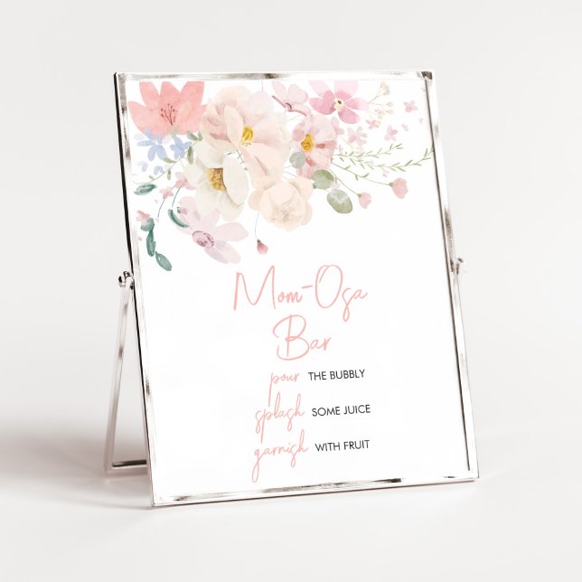 Baby in Bloom Blush Pink Floral Mom Osa Bar Poster (Blush Pink Floral Baby in Bloom Baby Shower Mom Osa Bar Sign)