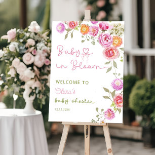 Baby in Bloom Blush Pink Girl Baby Shower Welcome Foam Board