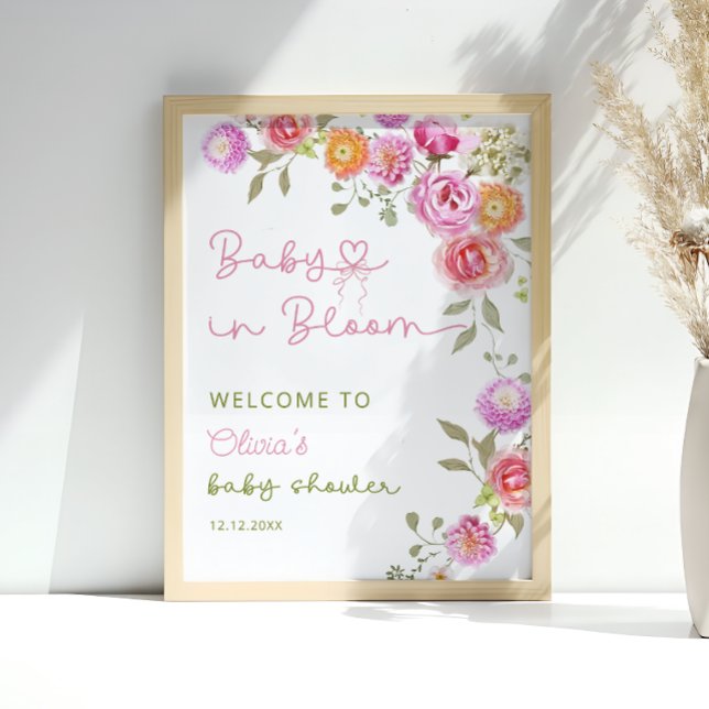 Baby in Bloom Blush Pink Girl Baby Shower Welcome Poster (Creator Uploaded)