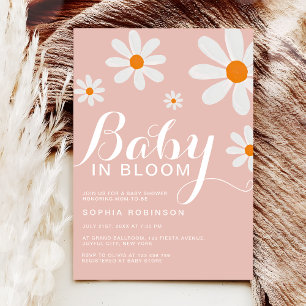 Baby in Bloom Blush Pink Girly Daisy Shower Invitation