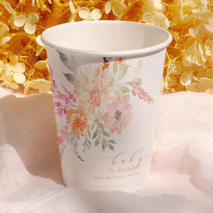 Baby In Bloom Blush Pink Spring Baby Shower Paper Cups