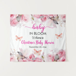 Baby in Bloom Blush Roses Baby Shower Backdrop