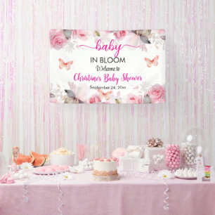Baby in Bloom Blush Roses Baby Shower Backdrop Banner