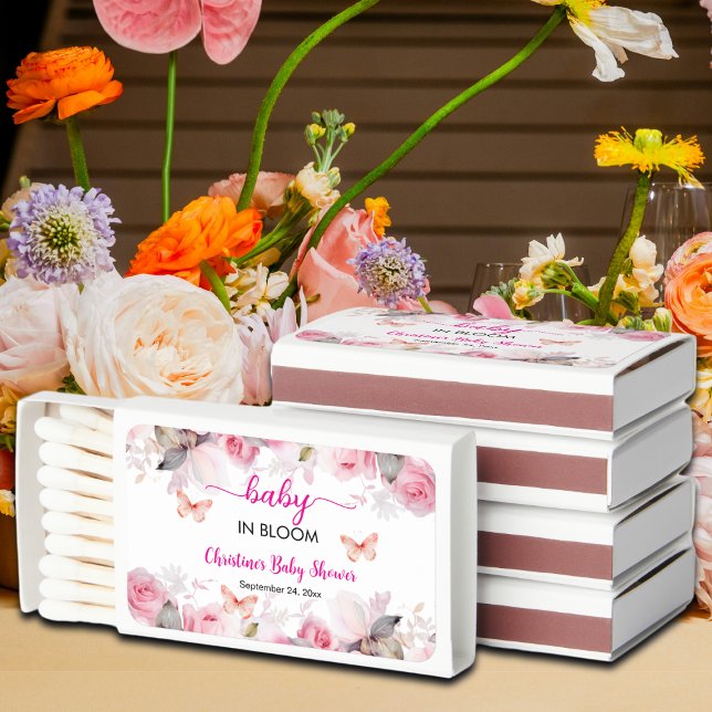 Baby in Bloom Blush Roses Baby Shower Matchboxes (Creator Uploaded)