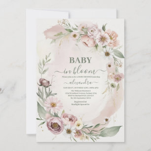 Baby In Bloom Blush Spring Floral Baby Shower Invitation