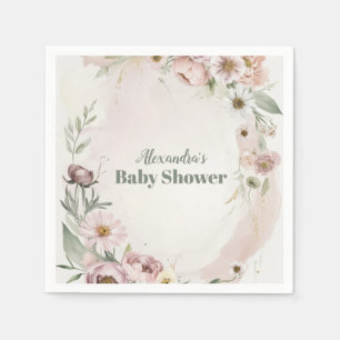 Baby In Bloom Blush Spring Floral Baby Shower Napkins