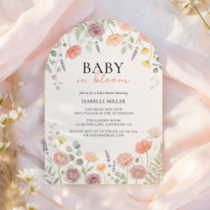 Baby In Bloom Blush Teal Spring Floral Shower Arch Invitation