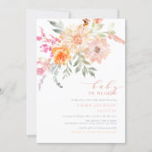 Baby In Bloom | Blush & Teal Spring Floral Shower Invitation (Front)