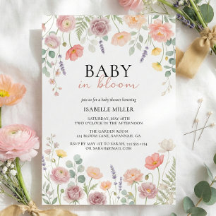 Baby In Bloom Blush & Teal Spring Floral Shower  Invitation