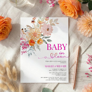 Baby In Bloom Blush & Teal Spring Floral Shower Invitation