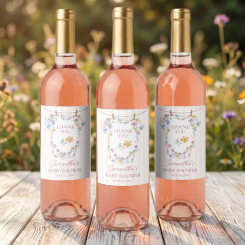 Baby In Bloom Bodysuit Favor Baby Shower Wine Label