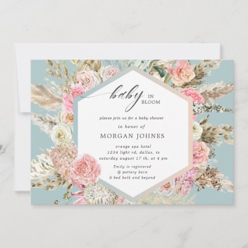 baby in bloom bohemian baby Shower invitation