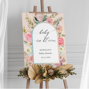 Baby In Bloom Bohemian Floral Baby Shower Invite Foam Board