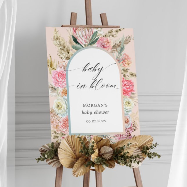 Baby In Bloom Bohemian Floral Baby Shower Invite Foam Board (Creator Uploaded)