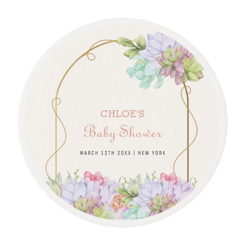 Baby In Bloom Boho Arch Cactus Baby Shower  Edible Frosting Rounds