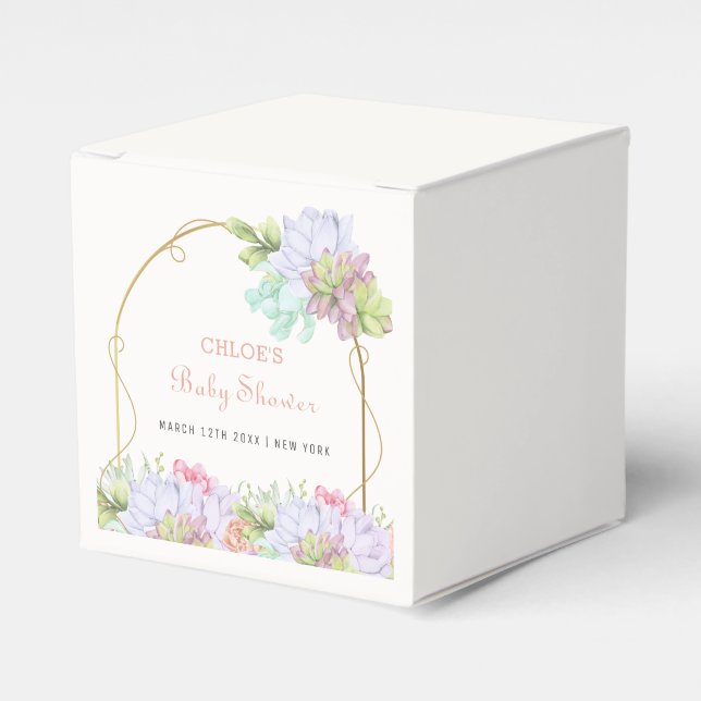 Baby In Bloom Boho Arch Cactus Baby Shower  Favor Boxes (Front Side)
