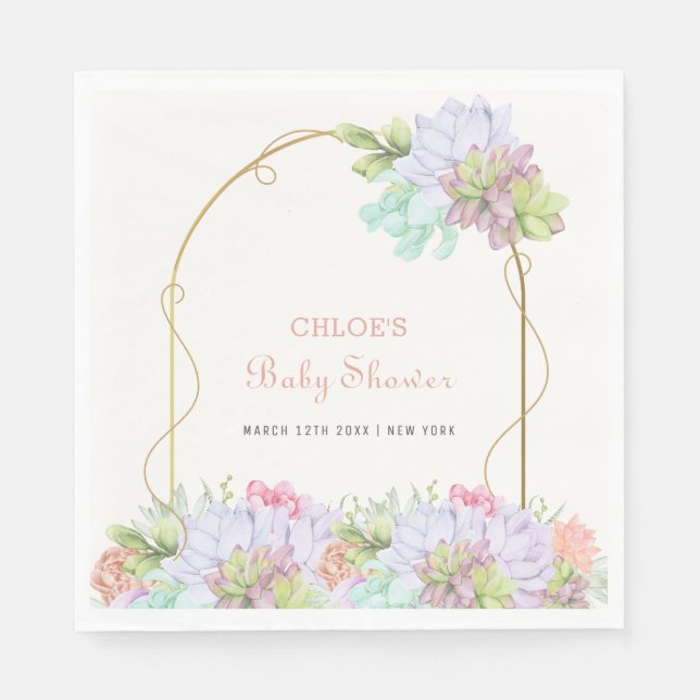 Baby In Bloom Boho Arch Cactus Baby Shower  Napkins (Front)