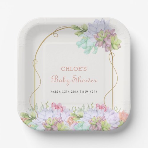 Baby In Bloom Boho Arch Cactus Baby Shower  Paper Plates
