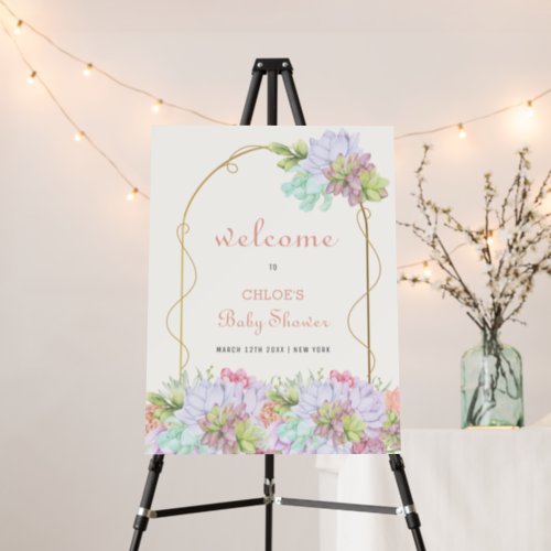 Baby In Bloom Boho Arch Cactus Baby Shower Welcome Foam Board