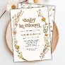 Baby in Bloom Boho Chic Floral Cream Baby Shower Invitation