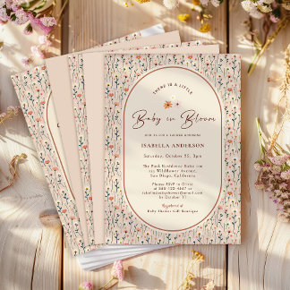 Baby in Bloom Boho Chic Floral Garden Party Shower Invitation