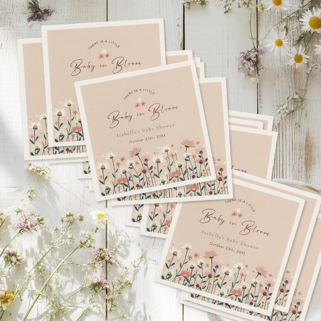 Baby in Bloom Boho Chic Floral Garden Party Shower Napkins (Creator Uploaded)
