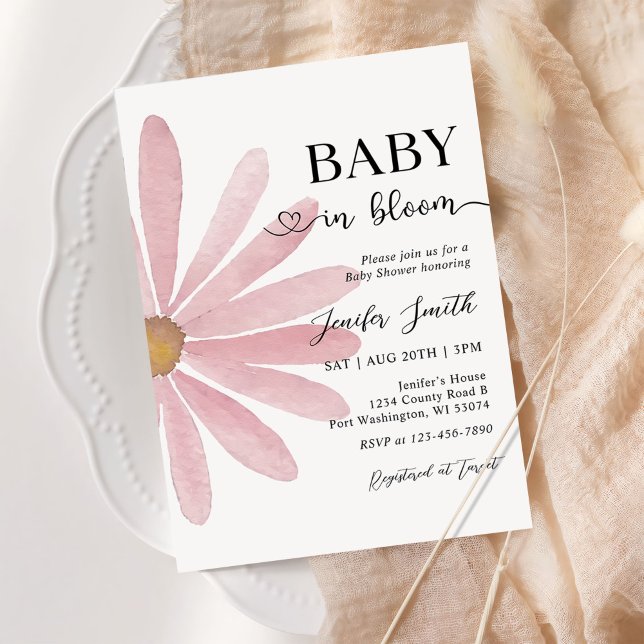 Baby In Bloom Boho Daisy Floral Girl Shower Invitation (Creator Uploaded)
