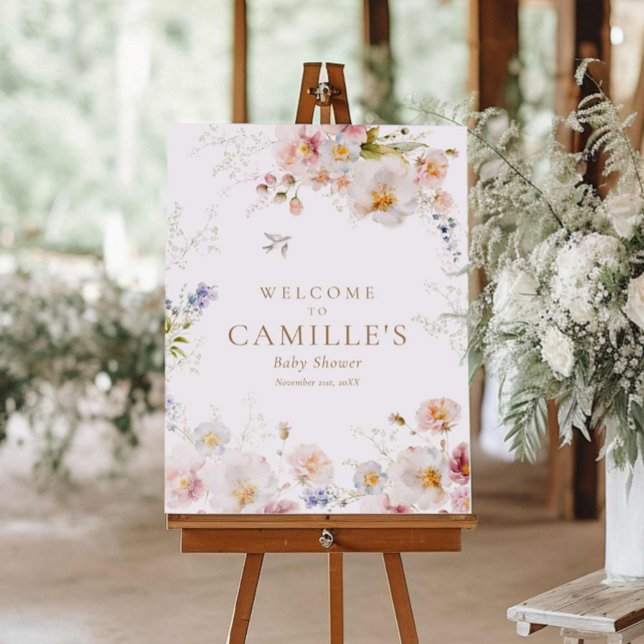 Baby in Bloom Boho Floral Baby Shower Foam Board (Wildflower Baby Shower Welcome Sign)