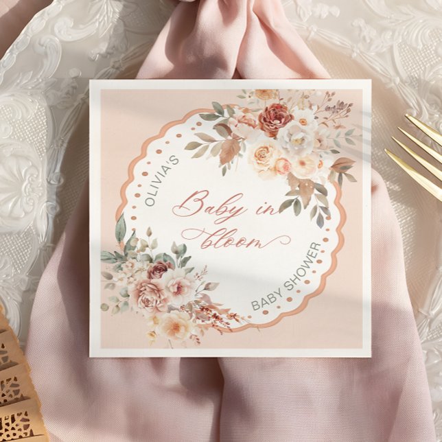 Baby in Bloom Boho Floral Baby Shower Napkins (Creator Uploaded)