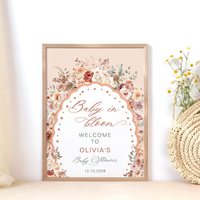 Baby in Bloom Boho Floral Baby Shower Welcome Poster (Creator Uploaded)