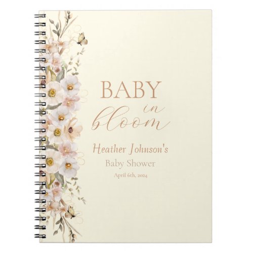 Baby In Bloom Boho Neutral Baby Shower Notebook