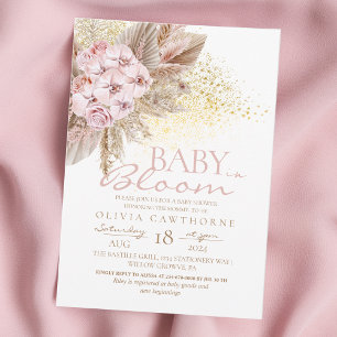 Baby in Bloom Boho pampas flowers Baby Shower Invitation
