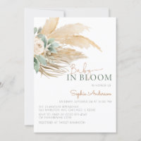 Baby in bloom boho pampas grass baby shower invita invitation