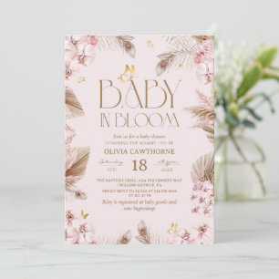 Baby in Bloom Boho Pampas Grass Baby Shower Invitation