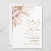 Baby in Bloom Boho Pampas Grass Girl Baby Shower Invitation (Front)